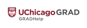 Logo that reads UChicagoGRAD GRADHelp, with the UChicago crest.