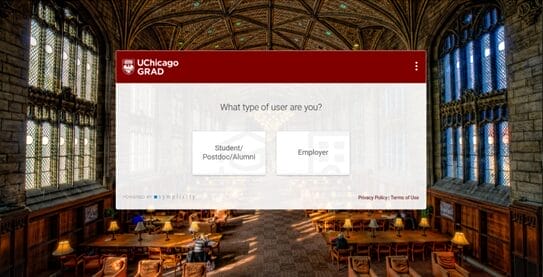 GRAD Gargoyle log-in screen, with picture of a gothic room in the background