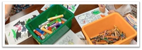 Crayons and coloring pages